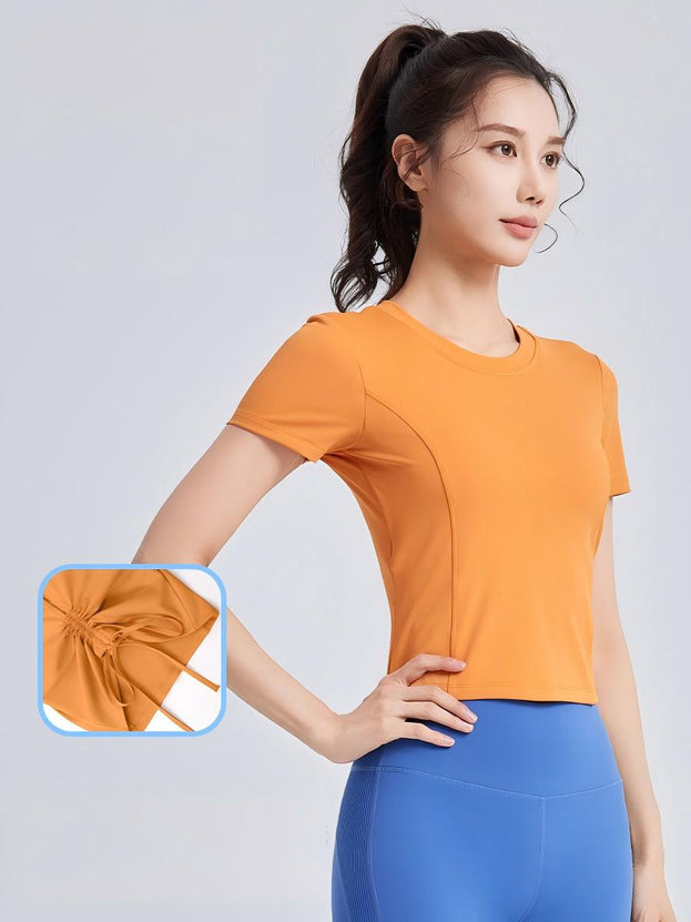 New Elastic-Wrapped Pleated Yoga Short with Underwire Support