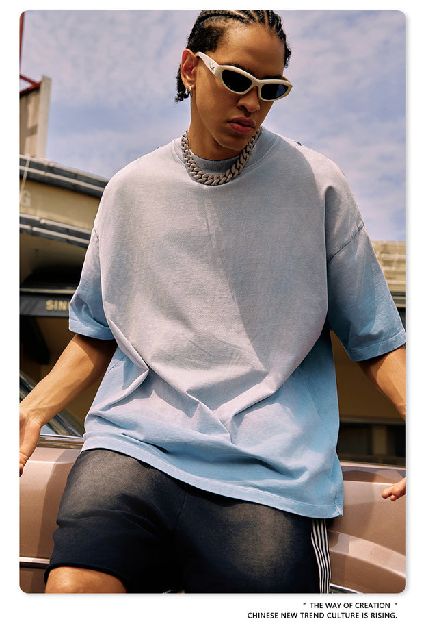 Summer's New Fashionable Commuter Youth Washed And Aged Street Trend Men's T-shirts