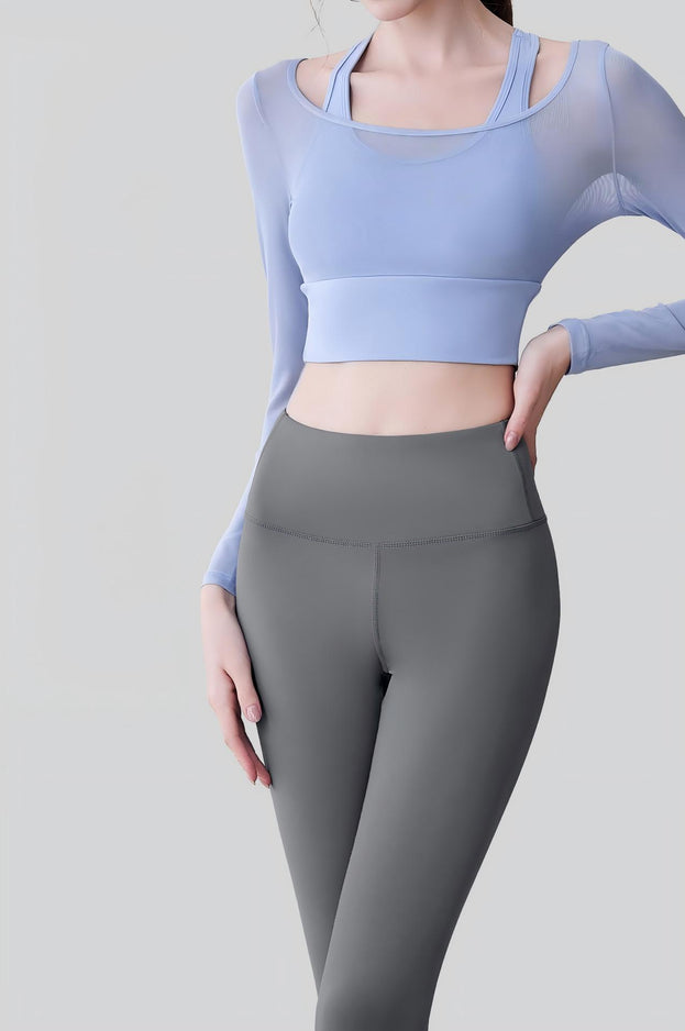 Naked Mesh Hollow Yoga Fitness Suit for Women