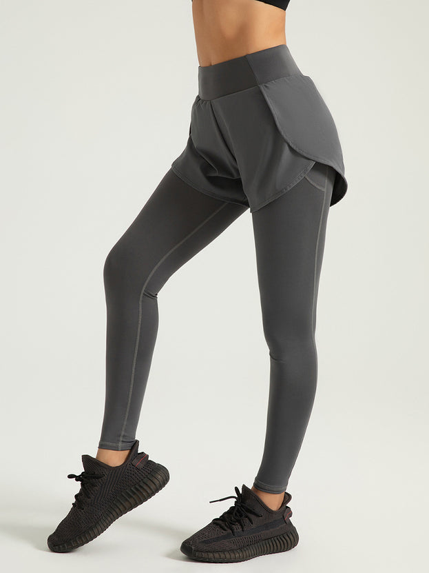 Two Pairs Of High-Waisted Fitness Yoga Pants with Pockets