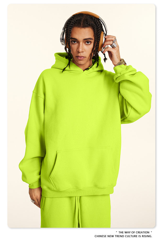 Dopamine Solid-color Fashionable Casual Commuting Youth Hooded Men's Sweatshirt