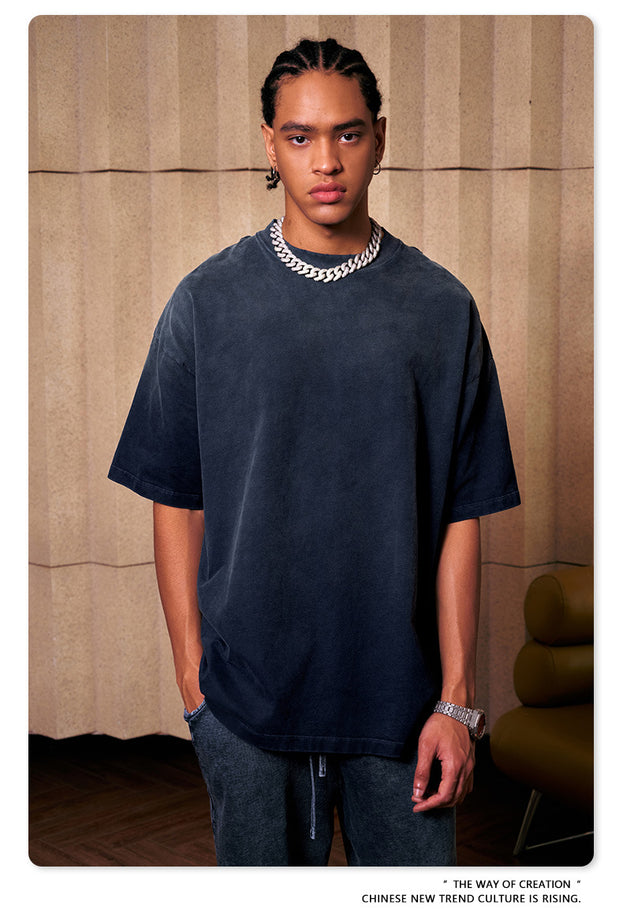 Summer's New Fashionable Commuter Youth Washed And Aged Street Trend Men's T-shirts