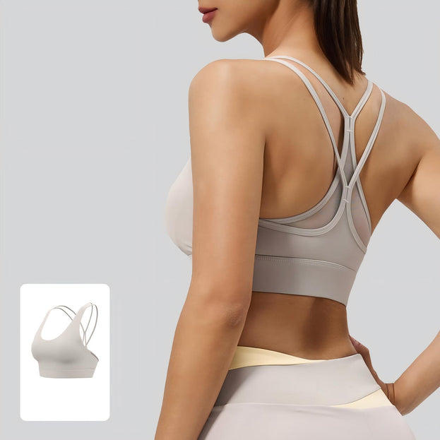 Net Fabric Back-Crossing Motion Yoga Vest
