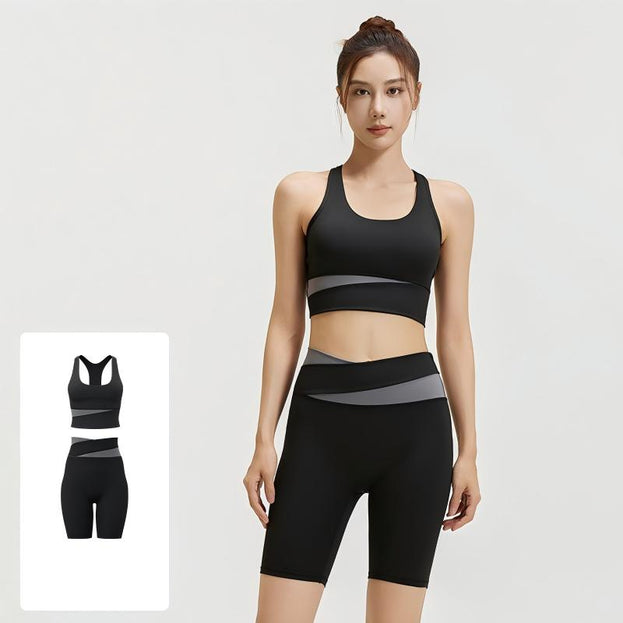 Women's Color-Blocked Casual Sporty Bare-Fit Yoga Set