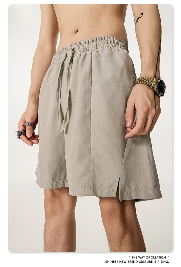 Summer Solid-color Beach Capre Pants, Waterproof Quick-drying Men's Shorts