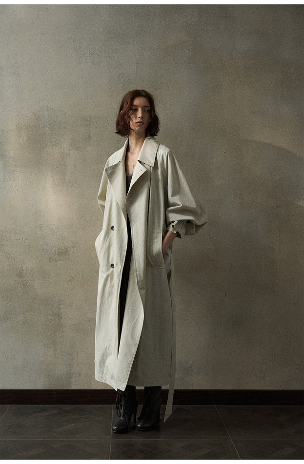 A Classic Commuter Easual Fashion Tie Collar Coat