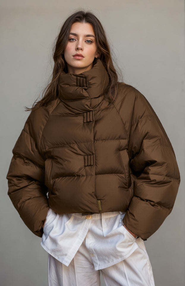 Winter Fashionable Versatile and Warm Short High-Neck Long Sleeve Jacket for Women
