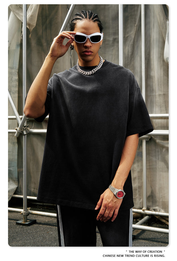 Summer's New Fashionable Commuter Youth Washed And Aged Street Trend Men's T-shirts