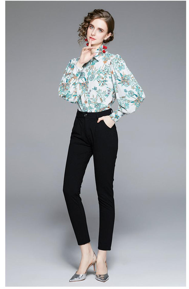Western Style Female Design Sense Bubble Sleeve Shirt Female European Shirt Lantern Sleeve