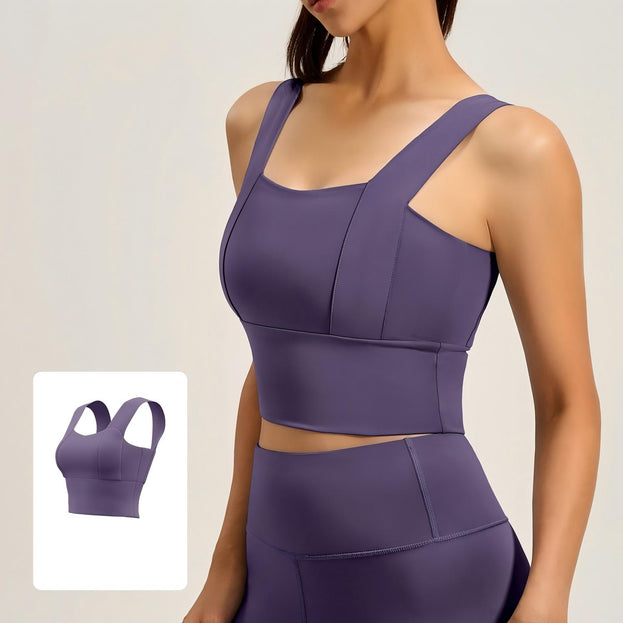 Fixed Cup Gathering Fitness Yoga Back Support Bra