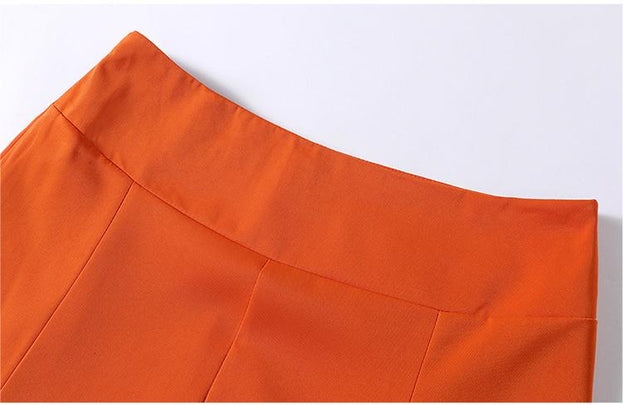 Small Fresh White Shirt and Orange Patchwork Skirt Two-piece Set