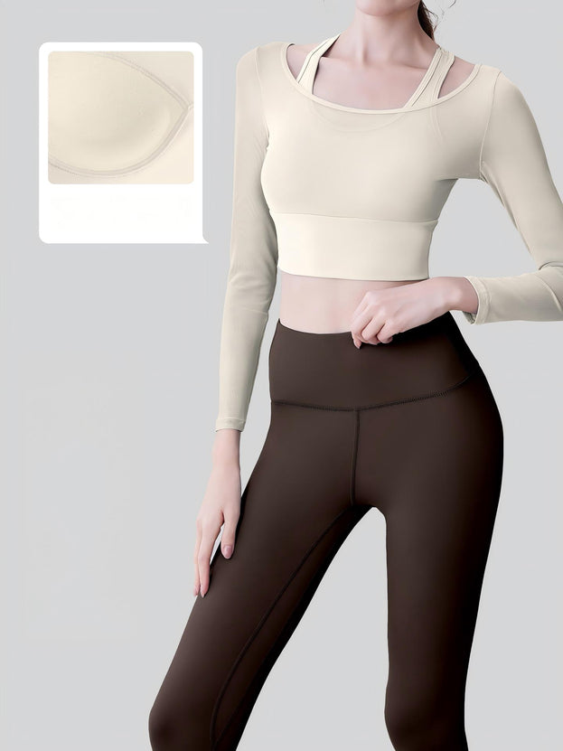 Naked Mesh Hollow Yoga Fitness Suit for Women