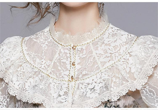 Long-Sleeved Slim Temperament Elegant Retro Court Style Jacquard Dress