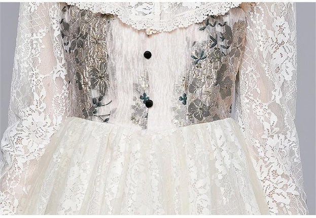 Long-Sleeved Slim Temperament Elegant Retro Court Style Jacquard Dress
