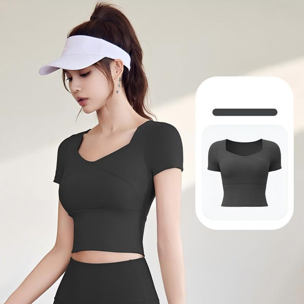 Running Sporty Yoga Top With Built-in Bra Support