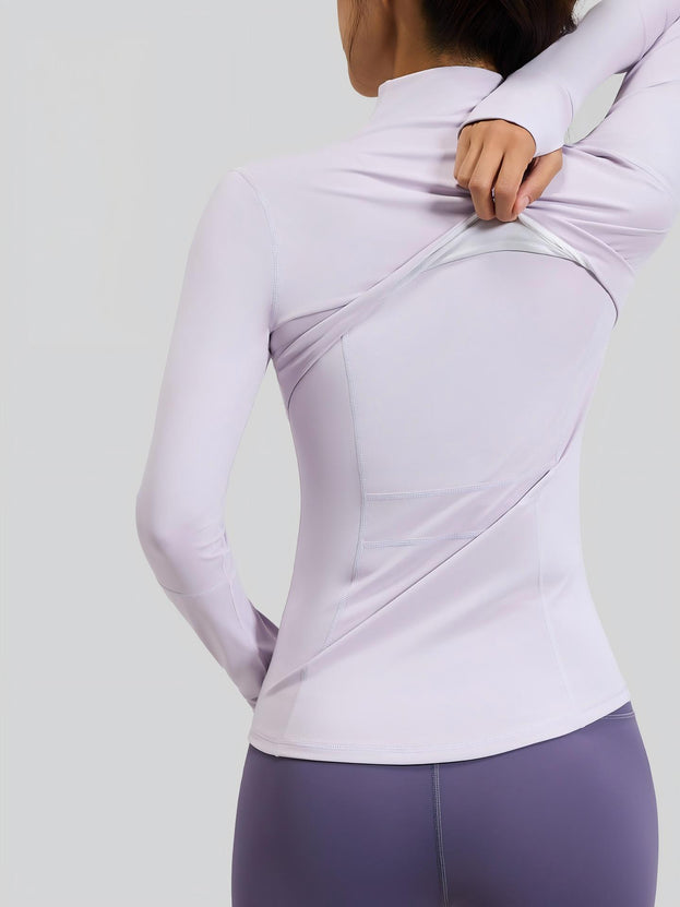 Women's Breathable Yoga Long-Sleeved Patchwork Coat With Pockets