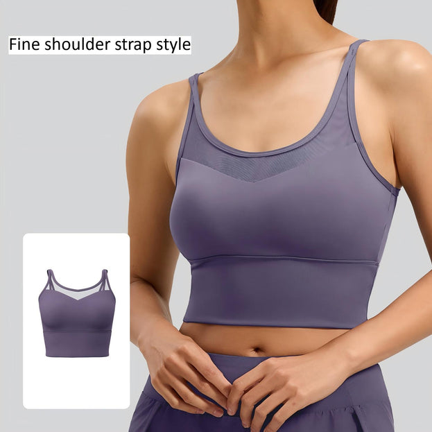 Fixed Cup Gathering Fitness Yoga Back Support Bra