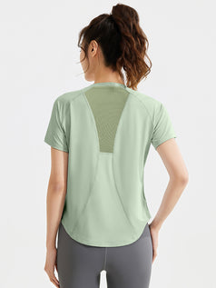 Summer Sports Fitness Loose Mesh Yoga Short Sleeves
