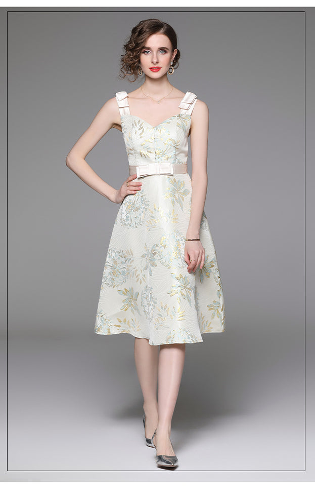 Fashion Vintage Sleeveless Suspender Dress Large Swing MIDI Dress