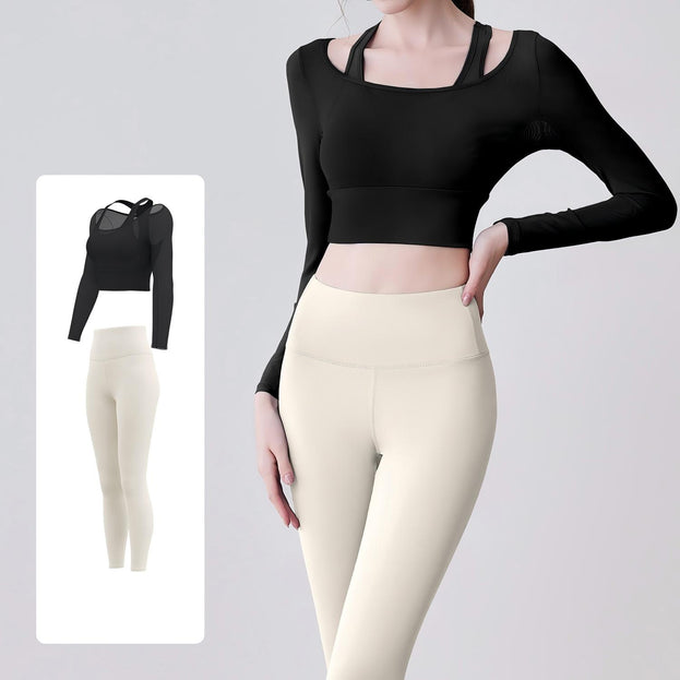 Naked Mesh Hollow Yoga Fitness Suit for Women