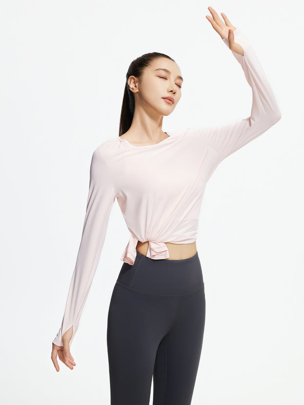 Ice Silk Split Long-Sleeve Yoga Loose Top