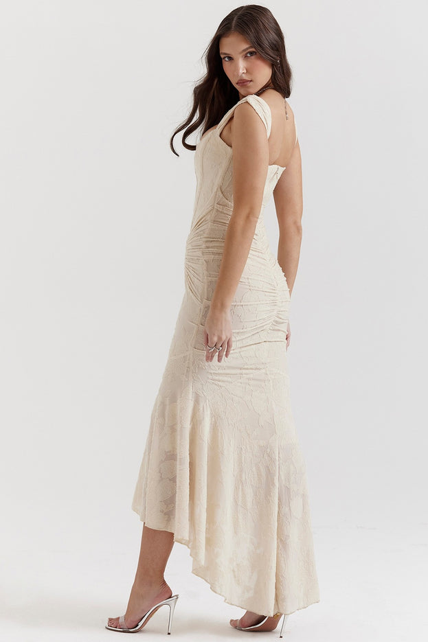 Summer Fashionable Square-Neck Sexy Slim-Fitting Asymmetrical Slip Dress for Women