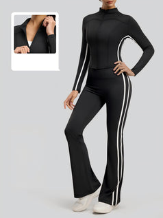 Women's Naked Stretch Striped High Waist Yoga Suit