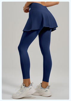 Women's Faux Two-Piece Color-Block High-Waisted Yoga Pants
