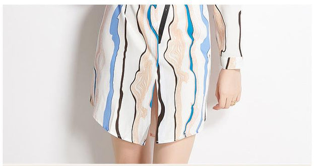 Long Sleeve Shirt With Lapel Collar Fashion Slim Vintage Printed Long Shirt