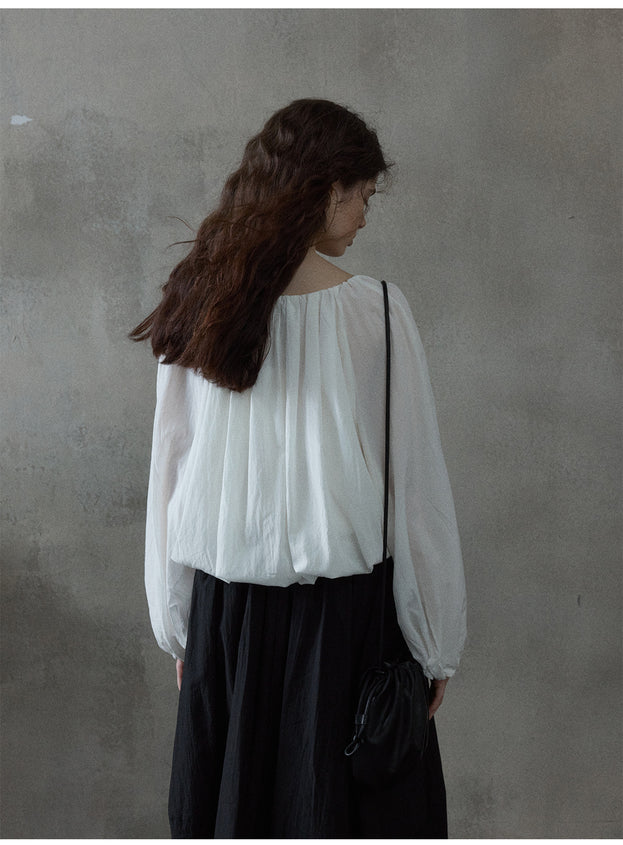 Simple And Fashionable Round-neck Long-sleeved Women Blouse