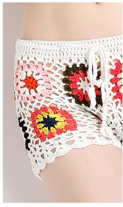 Knitted Hollowed Out V-Neck Strapless Top and Wide-Leg Shorts Two-Piece Suit