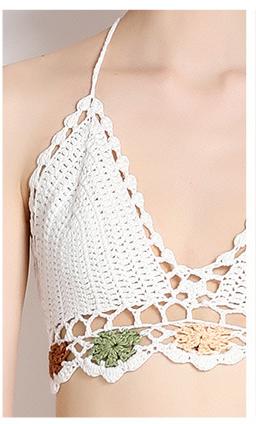 Knitted Hollowed Out V-Neck Strapless Top and Wide-Leg Shorts Two-Piece Suit