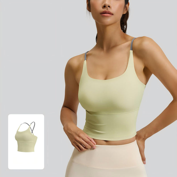 Thong-Style Sports Yoga Top With Padded Cups and Straps