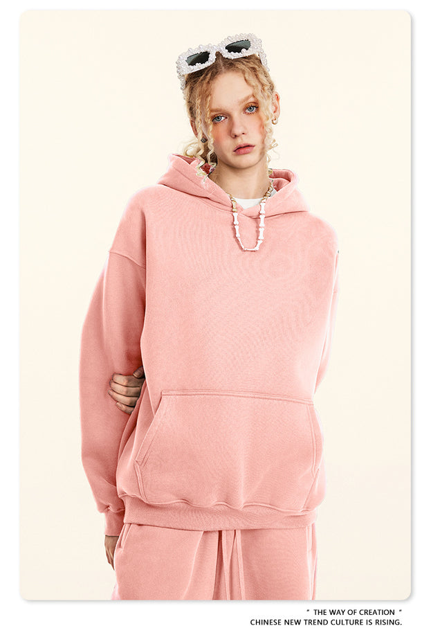 Dopamine Solid-color Fashionable Casual Commuting Youth Hooded Men's Sweatshirt