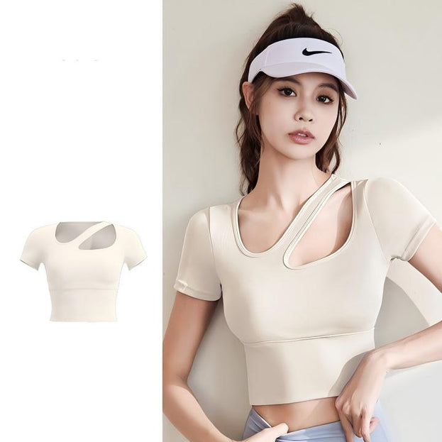 Slimming Naked Short Shoulder Strap Chest Pad Sports Short Sleeve