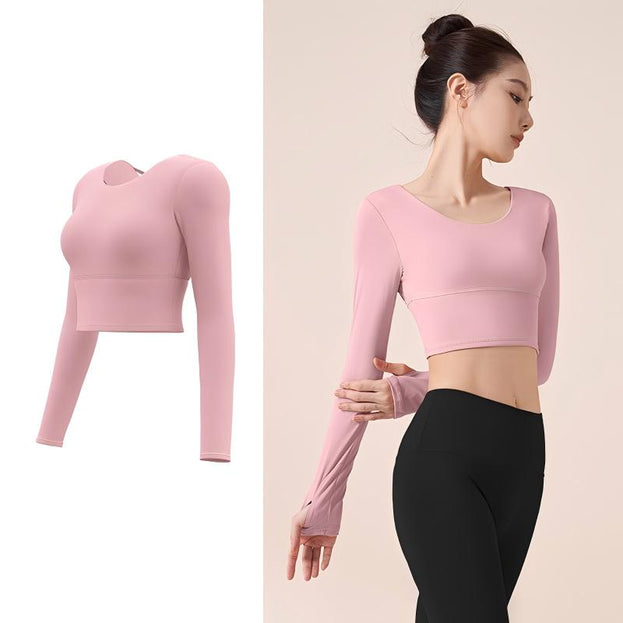 Fitness Yoga Cross-Design Long-Sleeved Top