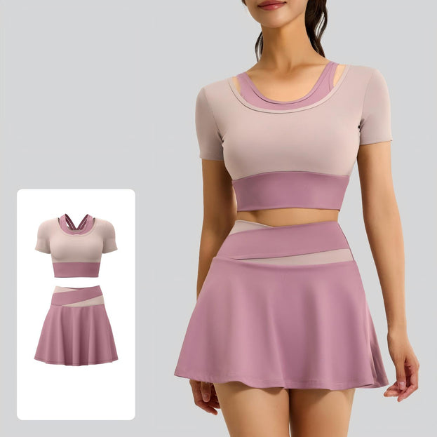 Women's Naked Tight Sports Running Fitness Skirt Set