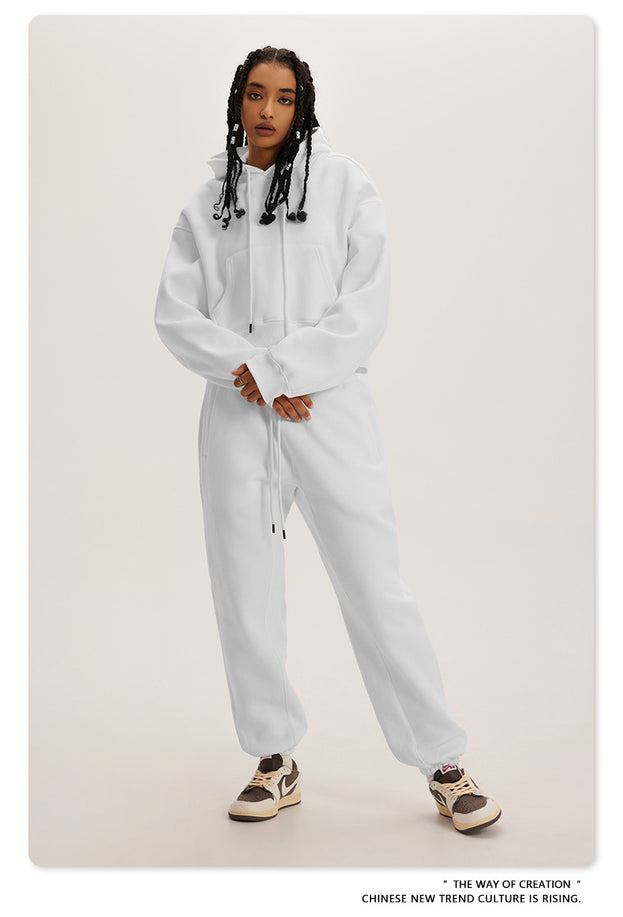American Retro Hooded Pull-out Thickened Solid-color Fashion Sweatshirt