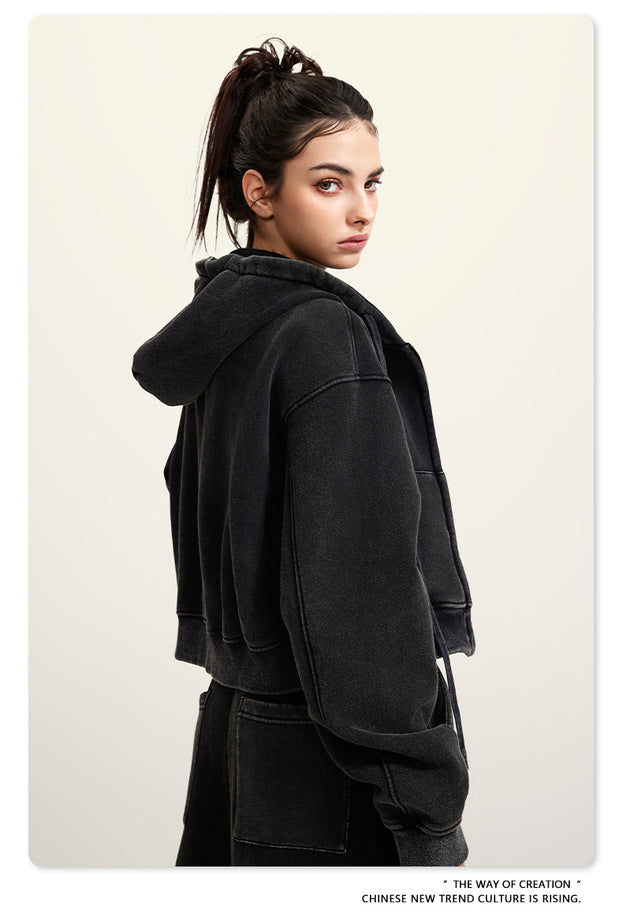 Autumn And Winter Fleece Warm Washed Sports Jacket