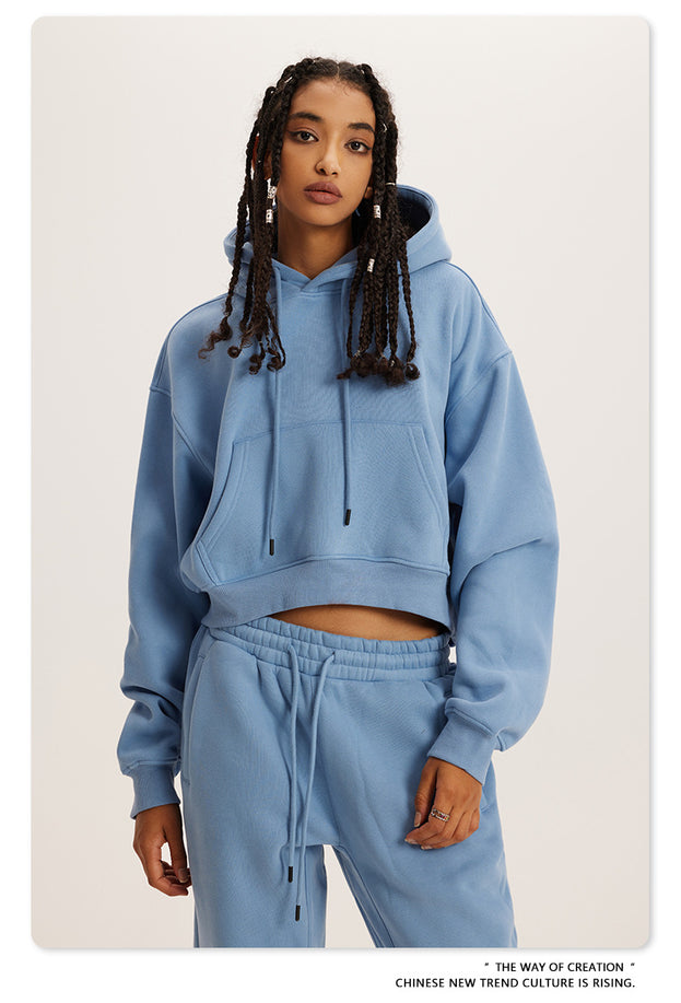 American Retro Hooded Pull-out Thickened Solid-color Fashion Sweatshirt
