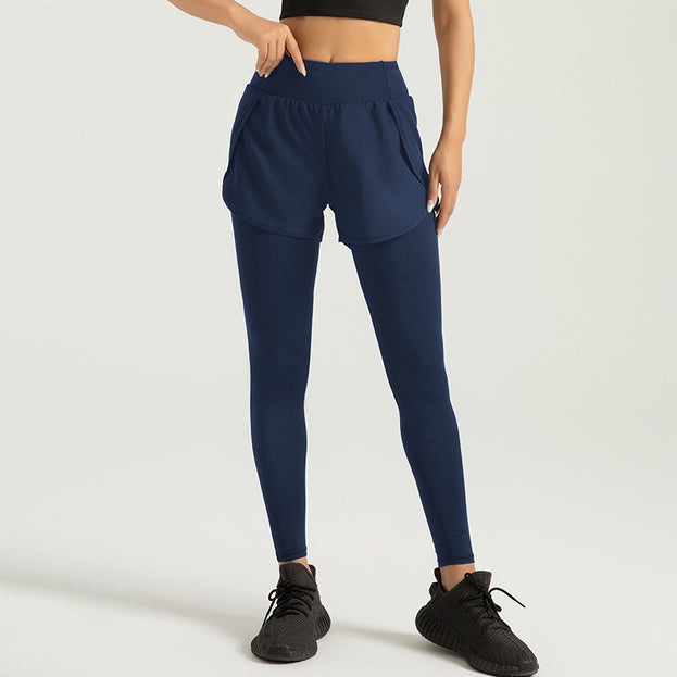 Two Pairs Of High-Waisted Fitness Yoga Pants with Pockets