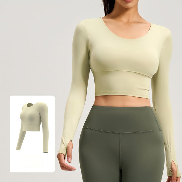 Cross-back Slim-Fit Long-Sleeve Women's Fitness Yoga Top