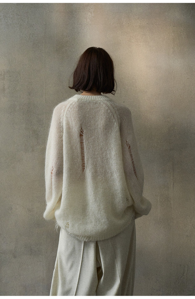 Mohafur Spring Fashion Openwork Fringed Laid-back Knit Wear