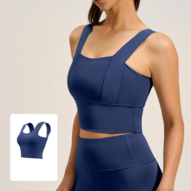 Fixed Cup Gathering Fitness Yoga Back Support Bra