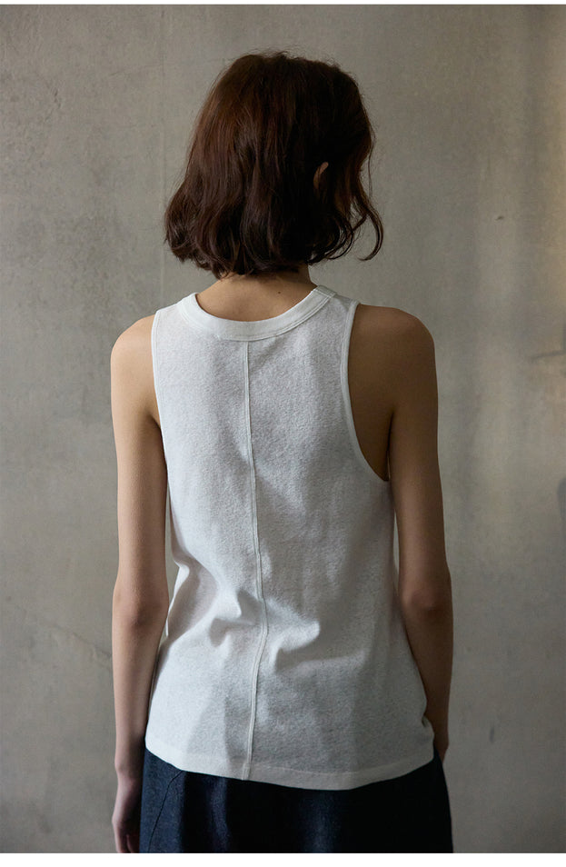 Summer Fashion Trend Round Neck, Solid Color, Pure Cotton Women Top