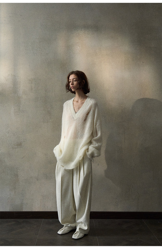 Mohafur Spring Fashion Openwork Fringed Laid-back Knit Wear