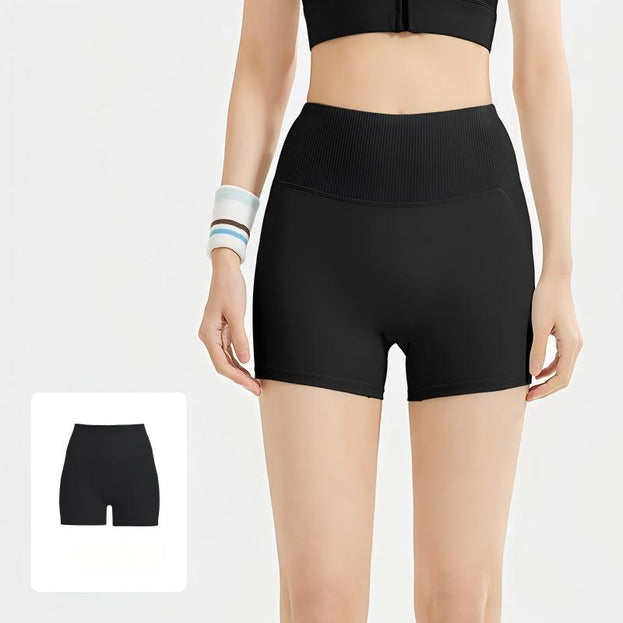 Striped High-Waisted Seamless Sports Yoga Shorts