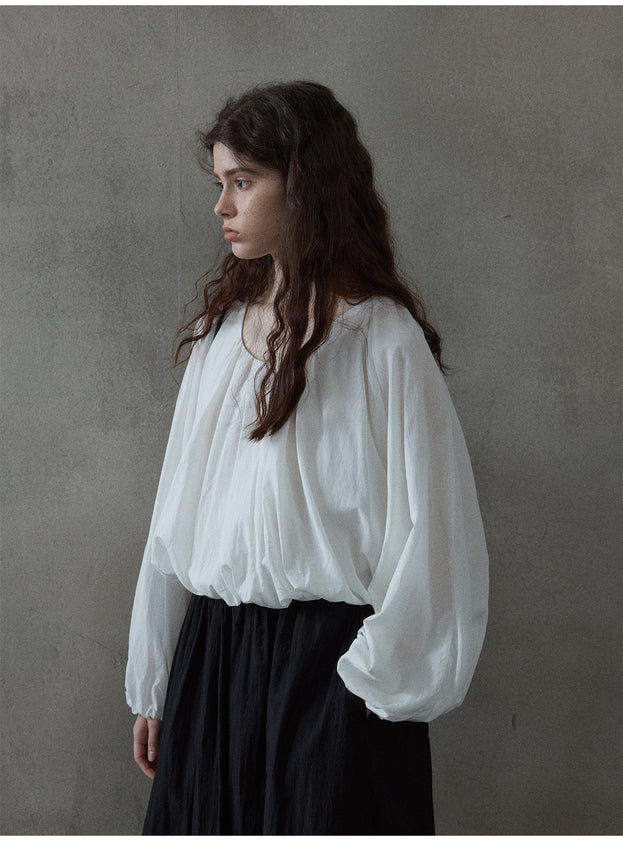 Simple And Fashionable Round-neck Long-sleeved Women Blouse