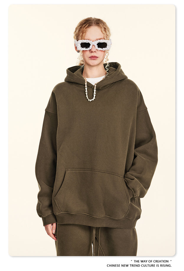 Dopamine Solid-color Fashionable Casual Commuting Youth Hooded Men's Sweatshirt