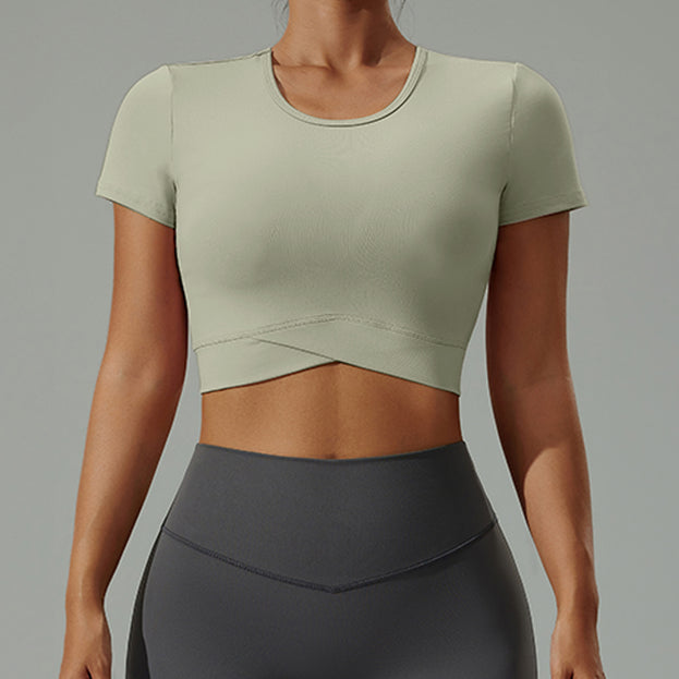 Women's Low-Cut Round-Neck Fitness Yoga Breathable Top